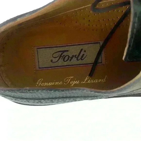 Forli Genuine Teju Lizard  Gray Blue Cap Toe Lace Up Oxford Shoes Mens Sz 9 - Picture 5 of 14